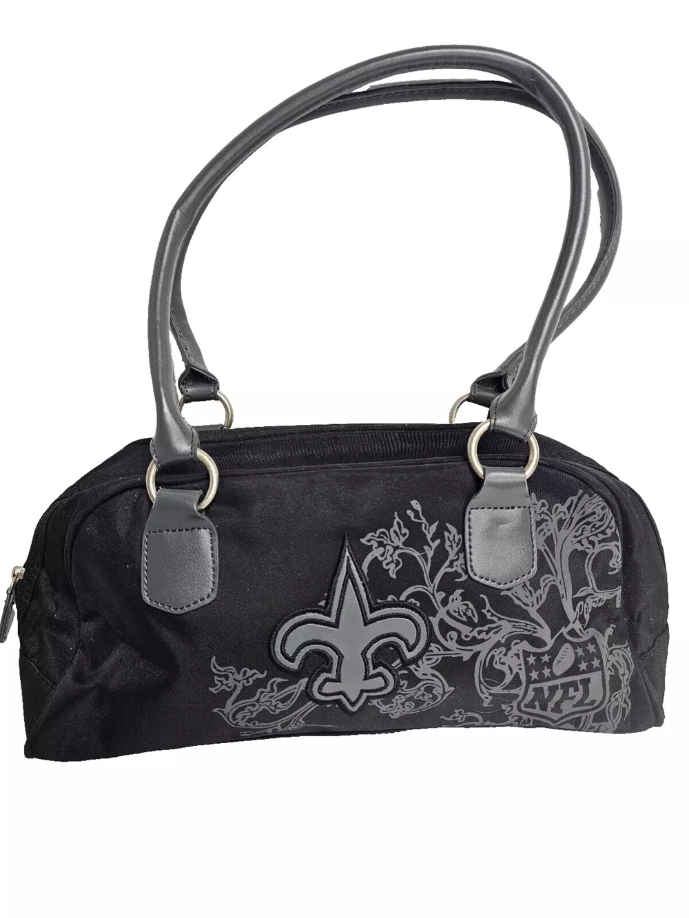 NFL New Orleans Saints Purse Handbag Football New Zipper Handle Black Logo